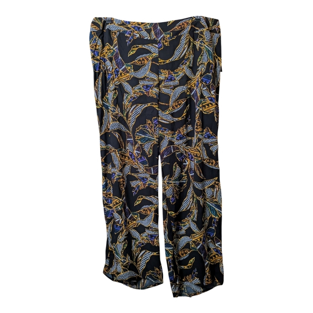 New Look 3X Black Pull On Palazzo Pants with Gold and Blue Design NWT - Picture 3 of 6